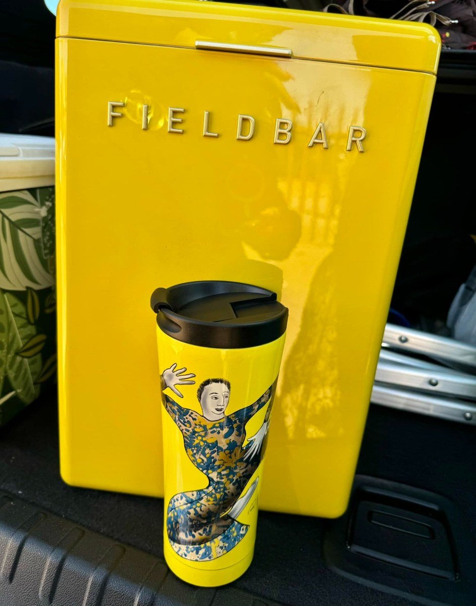 Fieldbar 10L Drinks Box in Limited Edition Caribbean Yellow in a car boot