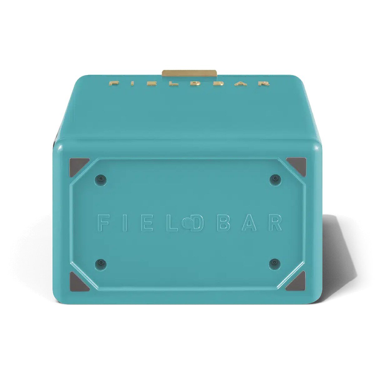 Fieldbar 10L Drinks Box cooler box in Bazaruto Blue, underside view on a white background