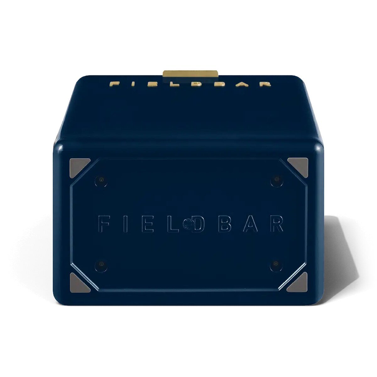 Fieldbar 10L Drinks Box cooler box in Sea Boat Blue, underside view on a white background