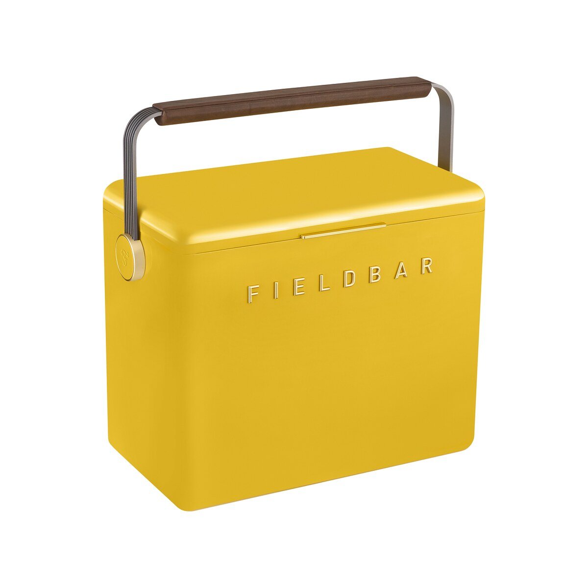 Fieldbar 24L Gin Trunk cooler box in Limited Edition Caribbean Yellow, front view on a white background