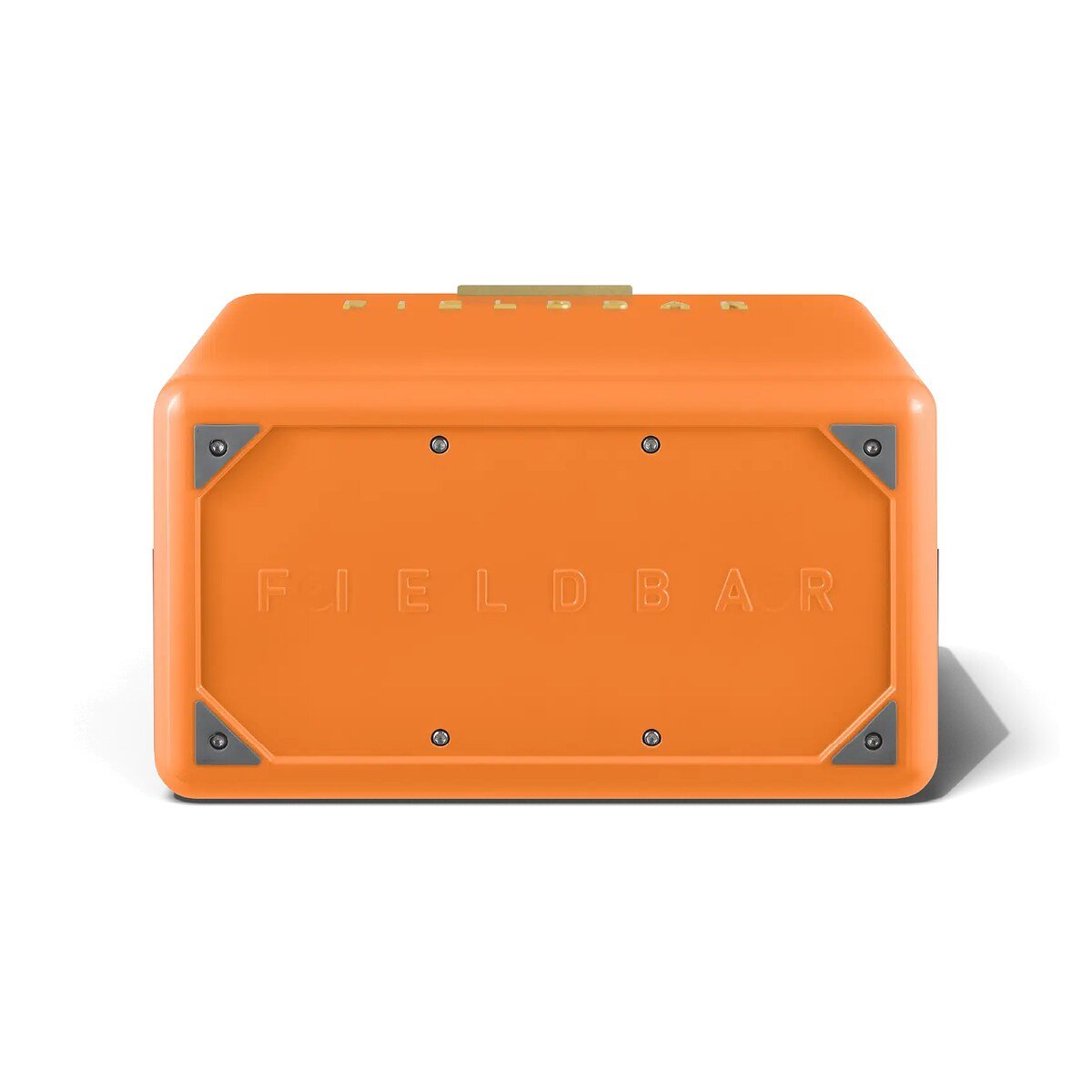 Fieldbar 24L Gin Trunk cooler box in Orchard Orange, underside view on a white background