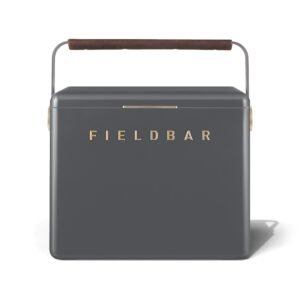 Fieldbar 24L Gin Trunk cooler box in Oyster Grey, front view on a white background