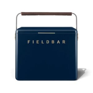 Fieldbar 24L Gin Trunk cooler box in Sea Boat Blue, front view on a white background