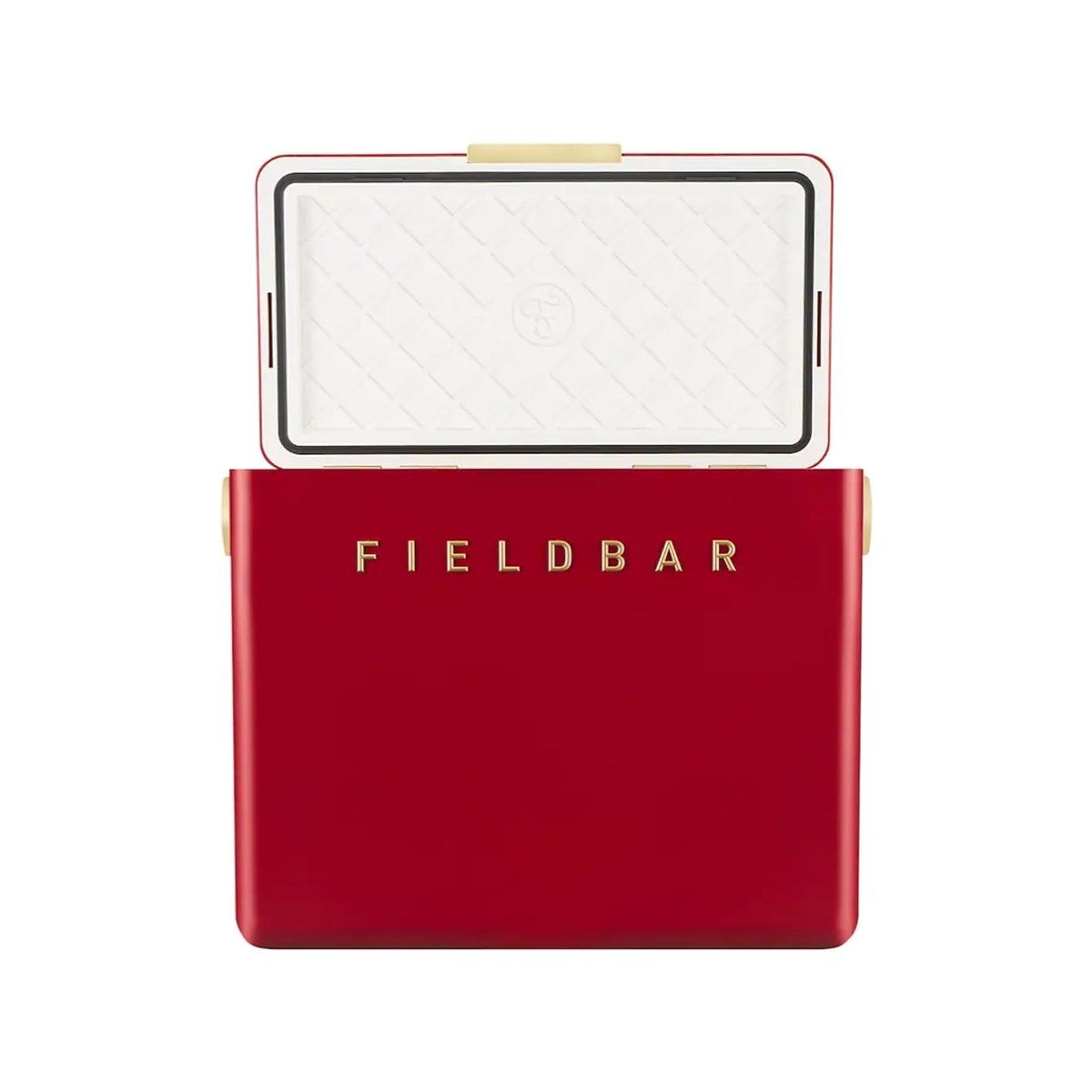 Fieldbar 24L Gin Trunk Cooler Box Lobster Red - lid open on a white background