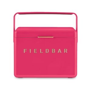 Fieldbar 4L Mini Bar cooler box in Limited Edition Hot Pink with shoulder strap, front view on a white background