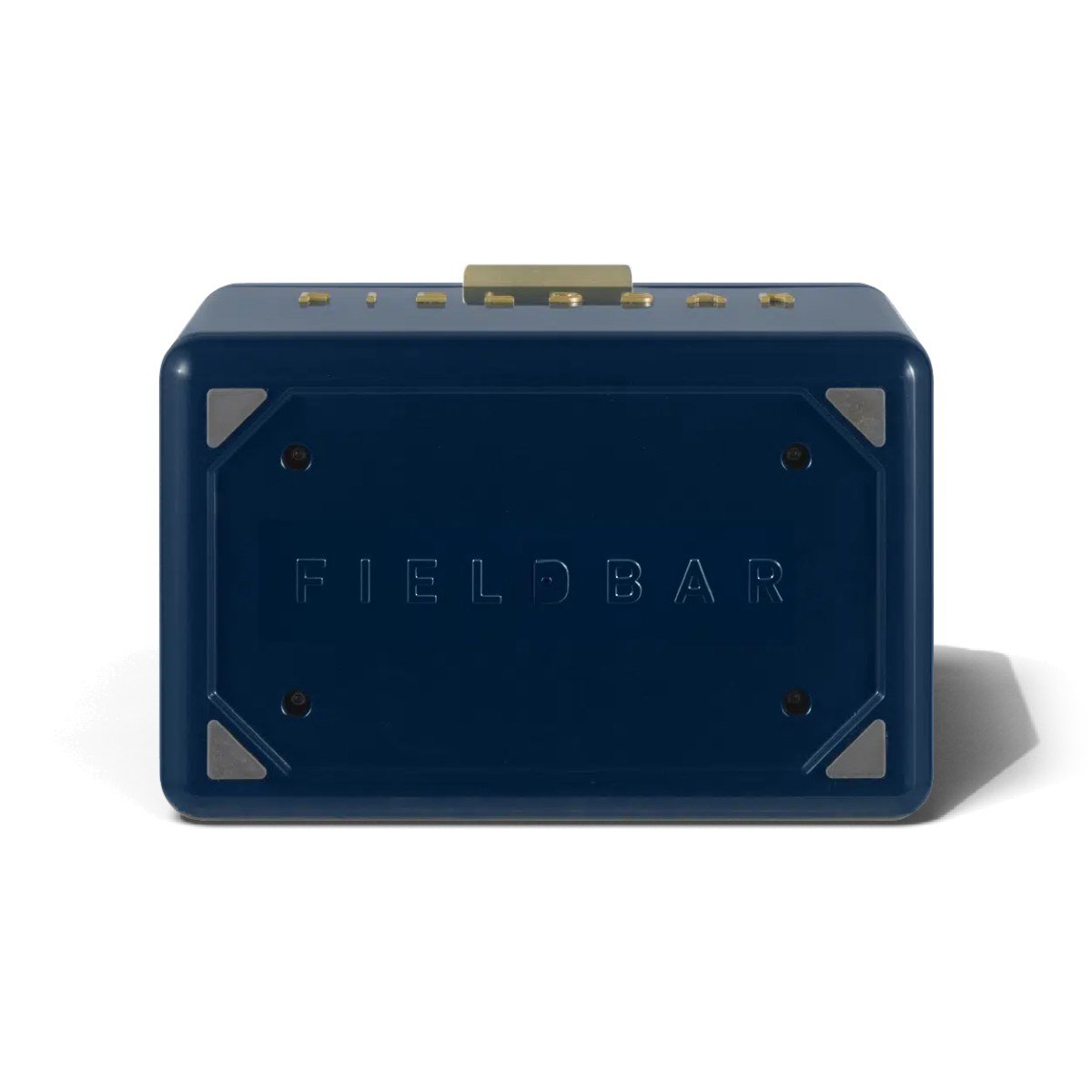Fieldbar 4L Mini Bar cooler box in Sea Boat Blue, underside view on a white background