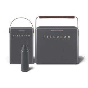 Fieldbar Cooler Box Set and Field Bottle Oyster Grey - front on a white background