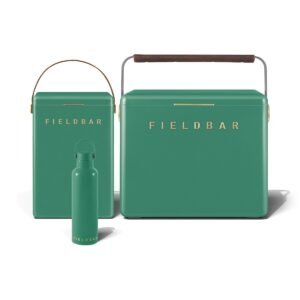 Fieldbar Cooler Box Set and Field Bottle Parisian Green - front on a white background