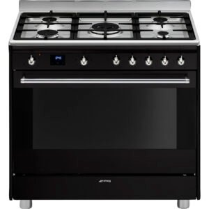 Black 90cm Smeg Cooker with Gas Hob