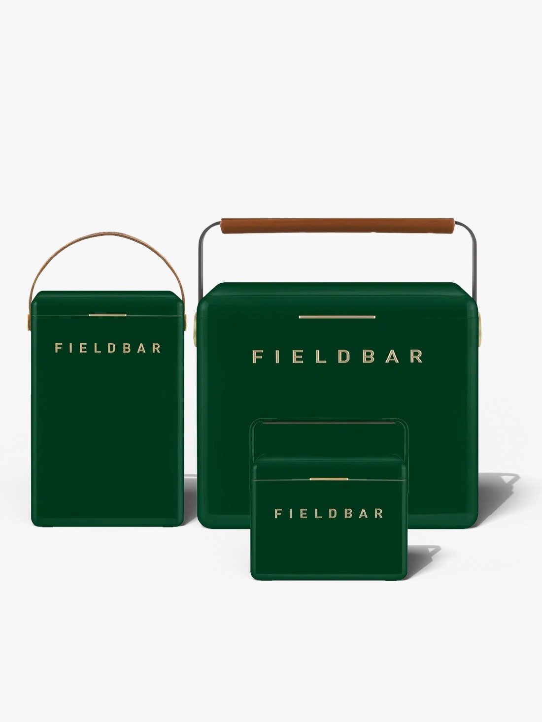 Fieldbar Racing Green cooler box range - gin trunk, drinks box and mini bar