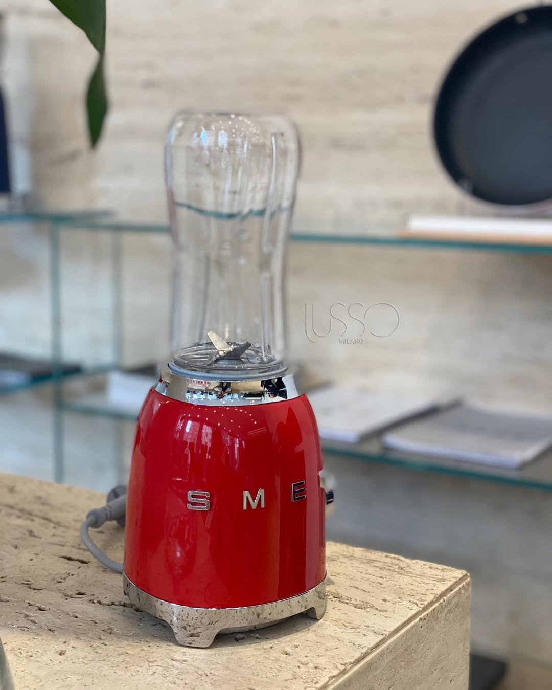Red Smeg Glossy Mini Blender 50s Style