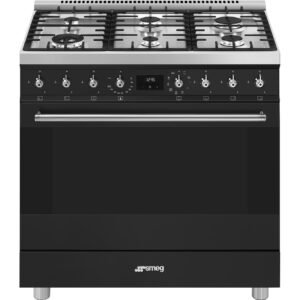 SMEG Sinfonia 90cm Matt Black Gas Electric Cooker