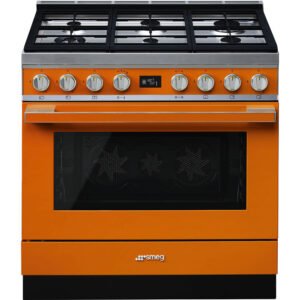 SMEG Portofino 90cm Orange Gas Electric Cooker