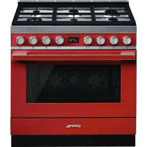 SMEG Portofino 90cm Red Gas Electric Cooker