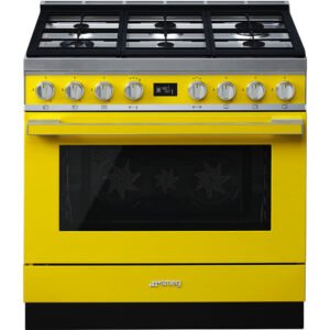 SMEG Portofino 90cm Yellow Gas Electric Cooker