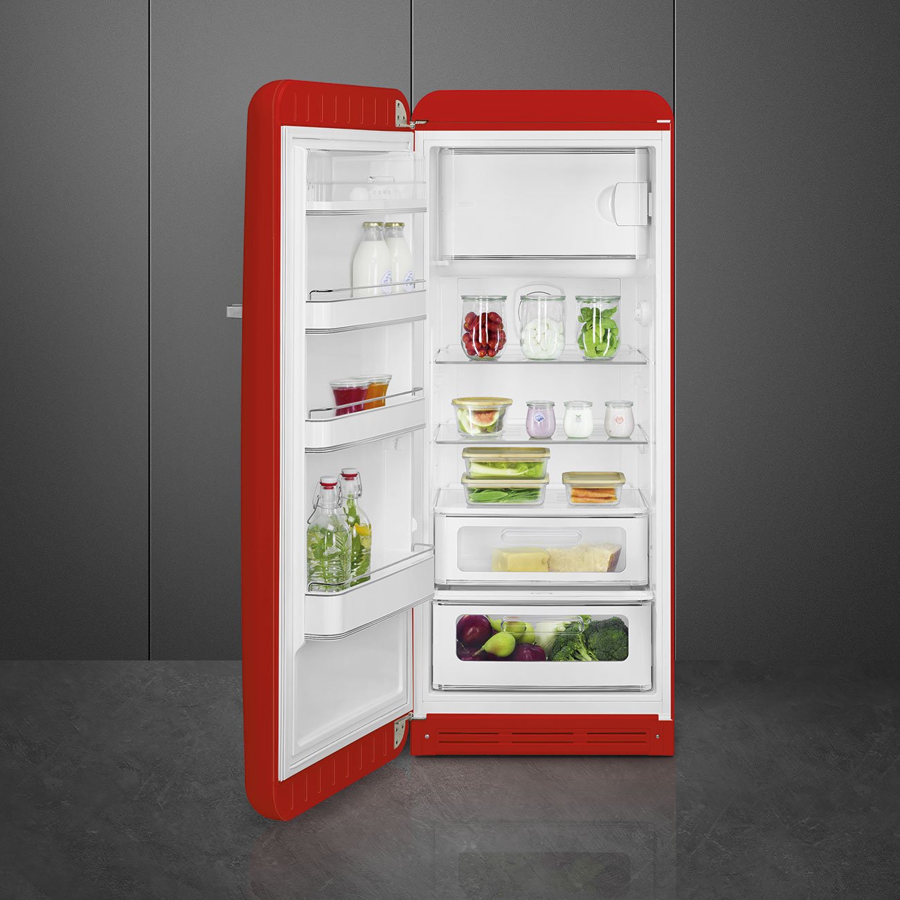 Smeg FAB28LRD6 Red Free standing refrigerator, view 3