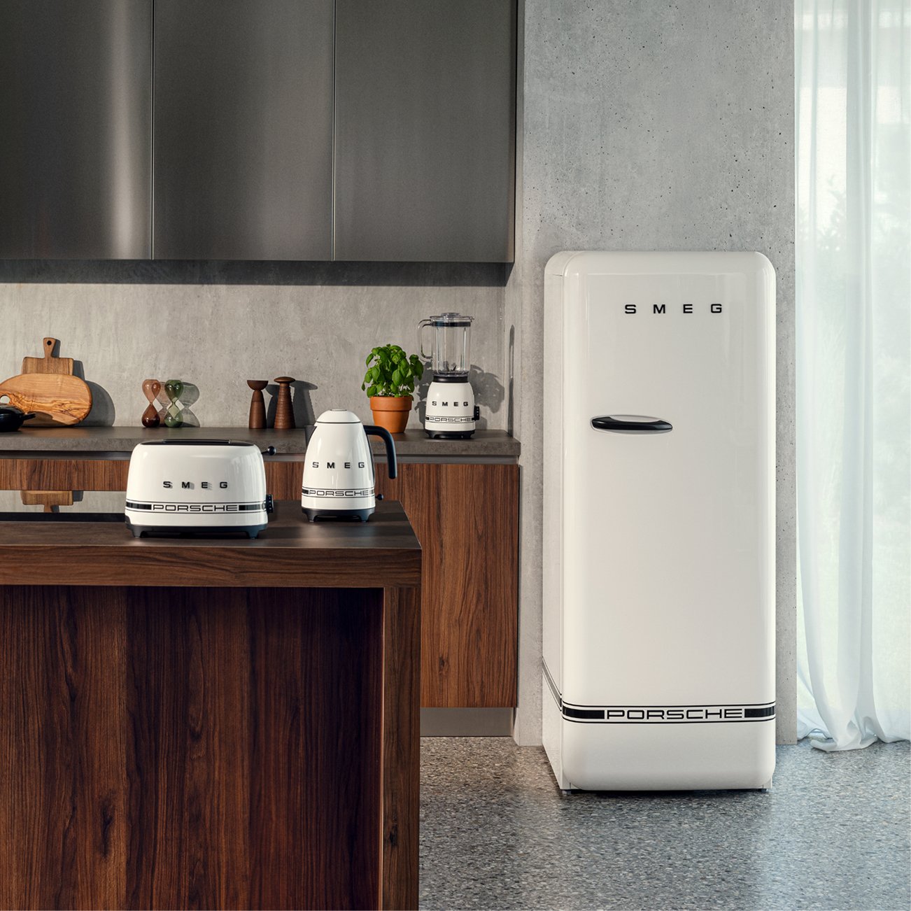 Smeg FAB28RDPCW6 Porsche x fridge Carrara White, view 4