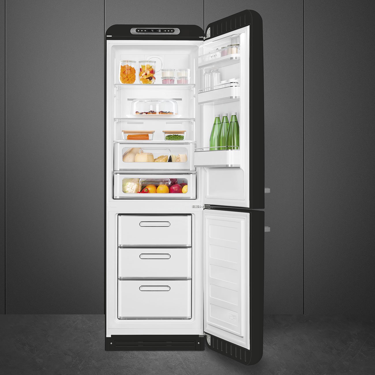 SMEG FAB32 Black Retro Fridge Freezer Right Hinge view 4