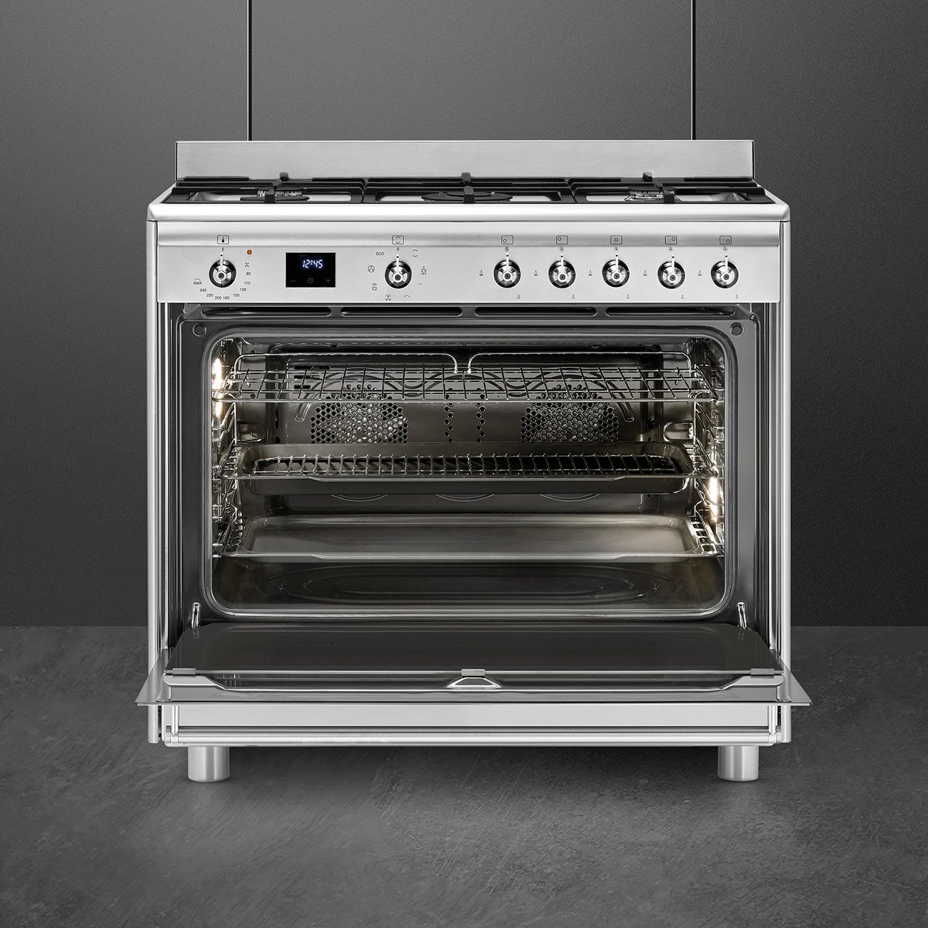 SMEG Classica 90cm Stainless Steel Gas Electric Cooker view 2