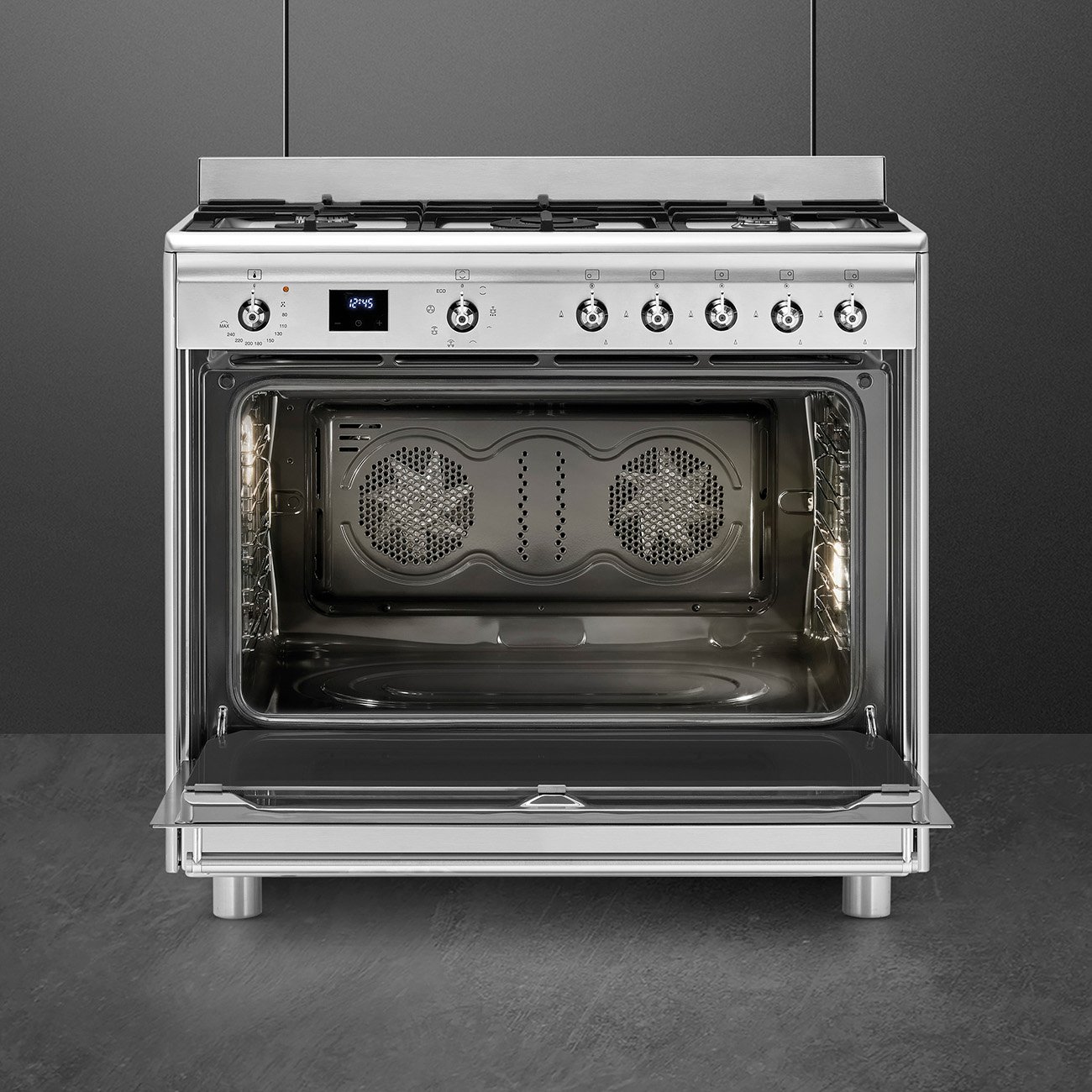 SMEG Classica 90cm Stainless Steel Gas Electric Cooker view 3