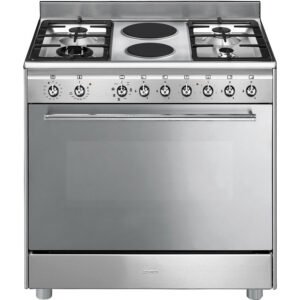 SMEG Classica 90cm Stainless Steel Mixed Hob Cooker