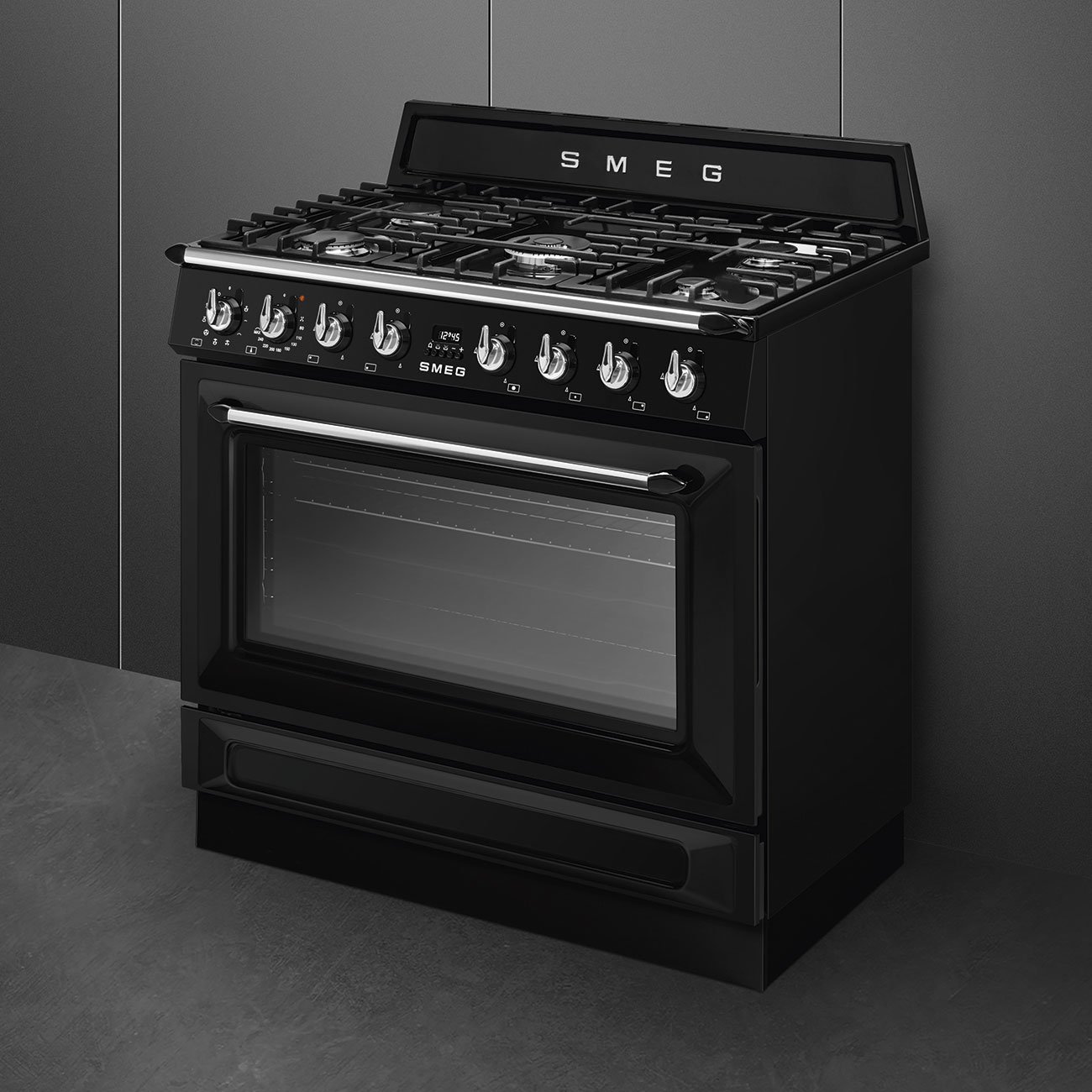 SMEG Victoria 90cm Black Gas Electric Cooker view 2