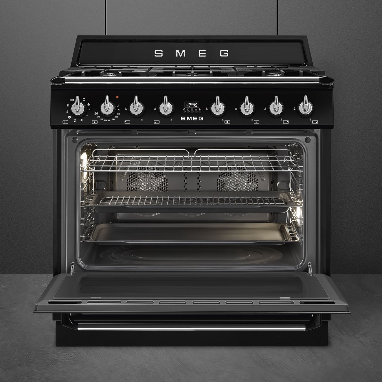 SMEG Victoria 90cm Black Gas Electric Cooker view 3