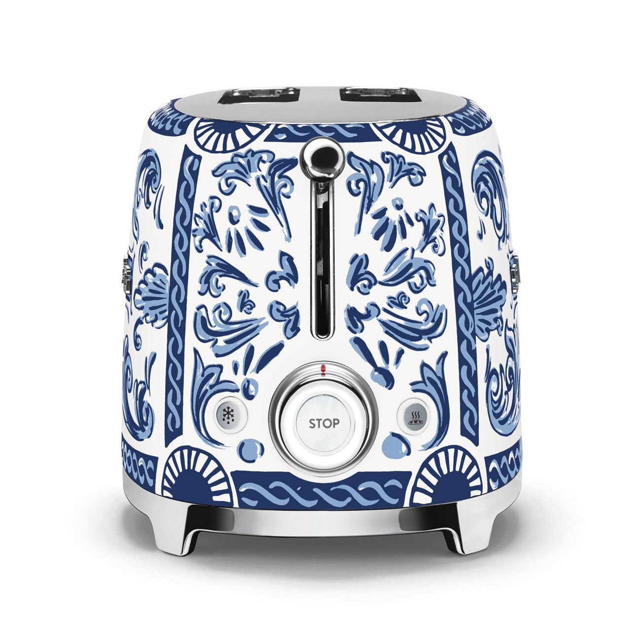 SMEG Dolce and Gabbana Blu Mediterraneo 2-Slice Toaster (TSF01DGBEU), view 4
