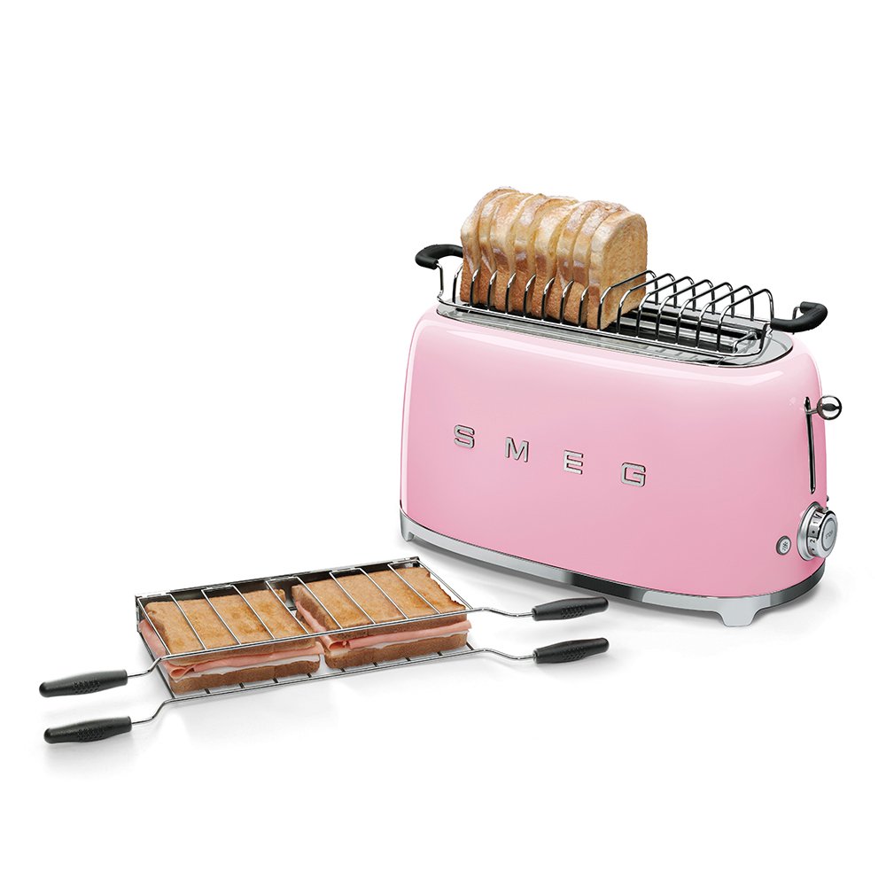 SMEG Pink 4-Slice Long-Slot Toaster (TSF02PKSA), view 2